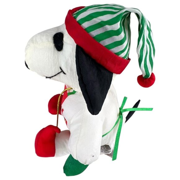 3 Peanuts Snoopy Christmas Nylon Plush Reindeer Elf Santa Stuffed Animal Whitman - Picture 12 of 12